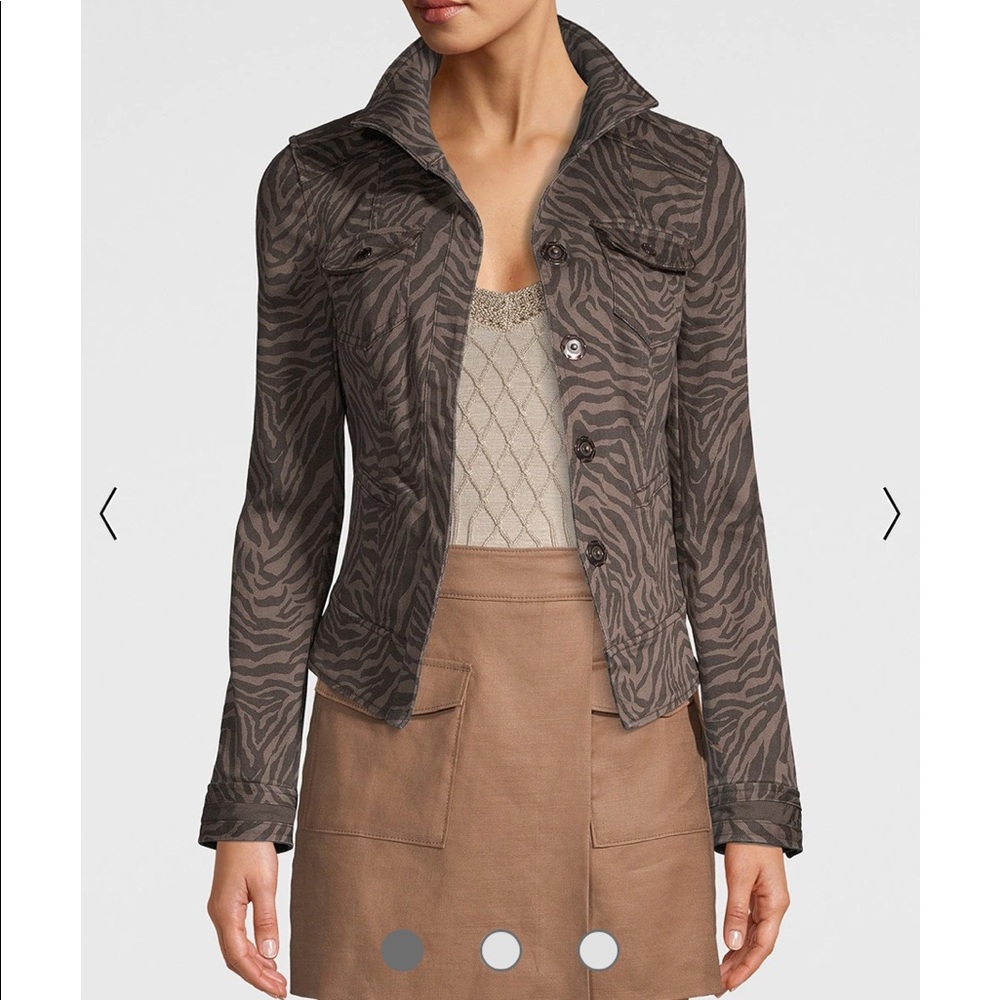 WHBM denim zebra print moto jacket